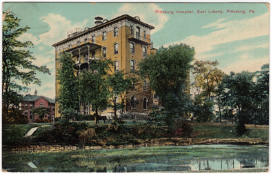 Postcard of Pittsburg Hospital in 1902